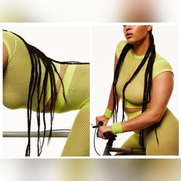 NWOT 2pcs SKIMS PERFORATED SEAMLESS LEGGING AND CROPPED TOP/LIME/3XL - Picture 2 of 14